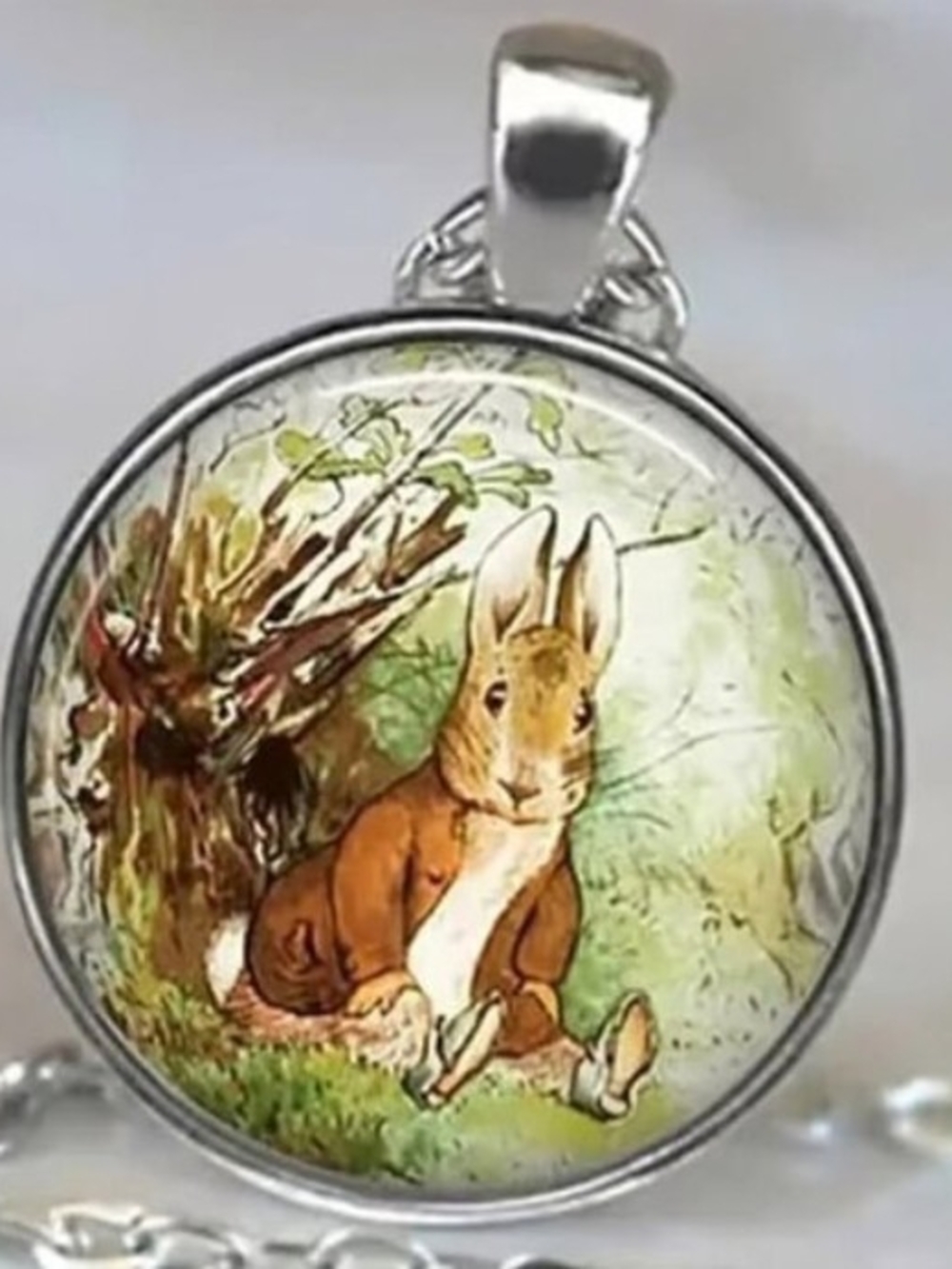 Peter Rabbit Pendant Necklace - Brown & White